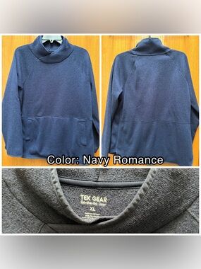 Women’s Tek Gear Sweater Fleece Pullover, XL, Navy Romance. Worn only once